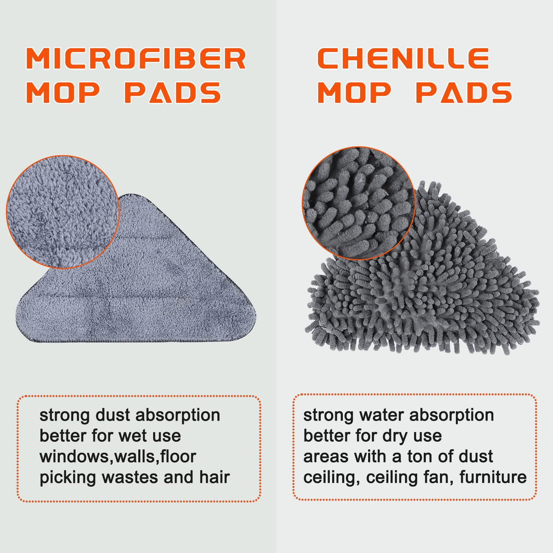 85 Inch Wall Cleaner Mop with Long Handle - Baseboard Cleaner Tool Duster for Wall Washer Cleaning Ceiling Window Floor, with Extension Pole 39 to 85, 6 Replacement Microfiber Chenille Pads