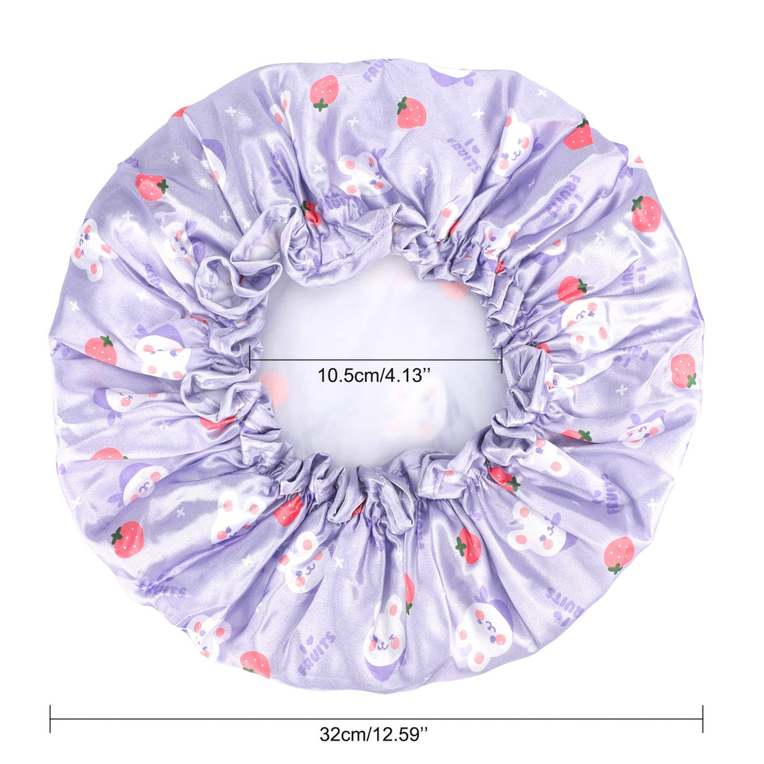 2PCS Cute Kids Shower Cap, Funny Cartoon Bath Hat, Boys or Girls Waterproof Shower Bath Caps (Pink + Purple)