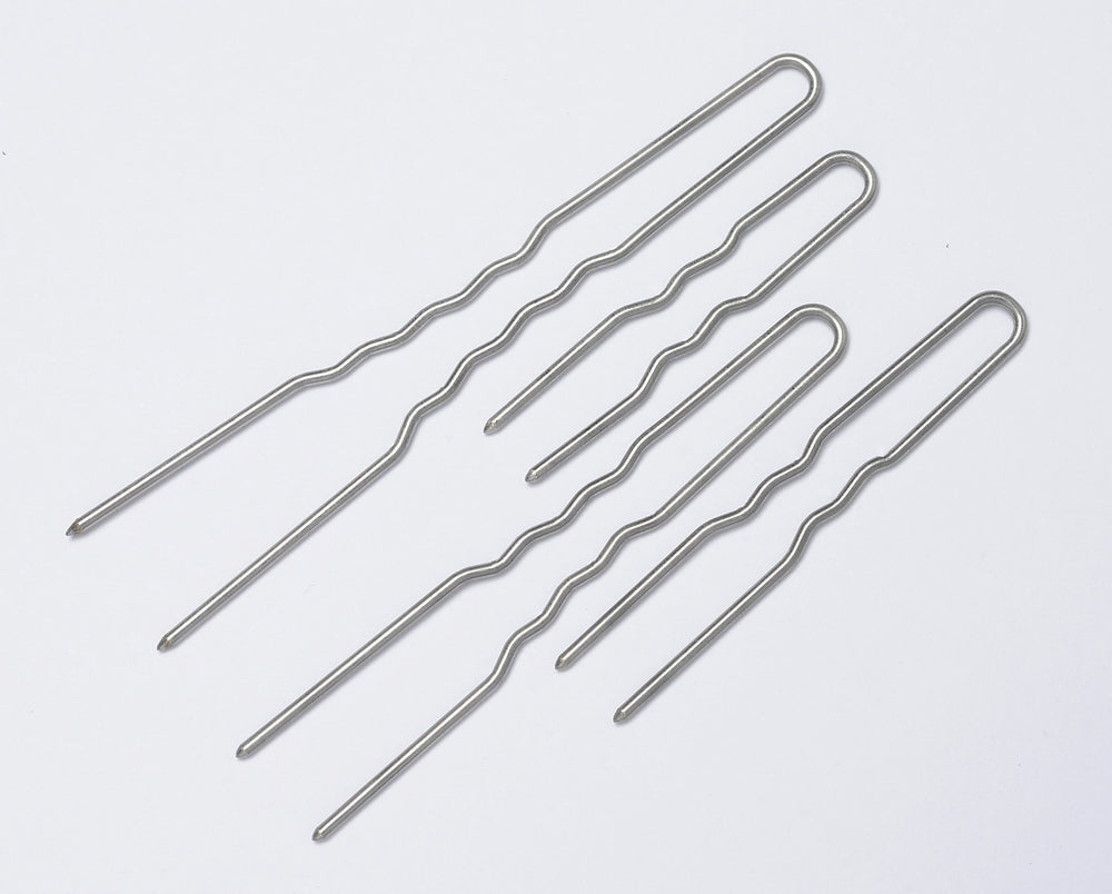 Crinkled Stainless Steel Heavy Duty Snagless Hairpins Pack of 12 Handmade Hair Pin (3 inch)