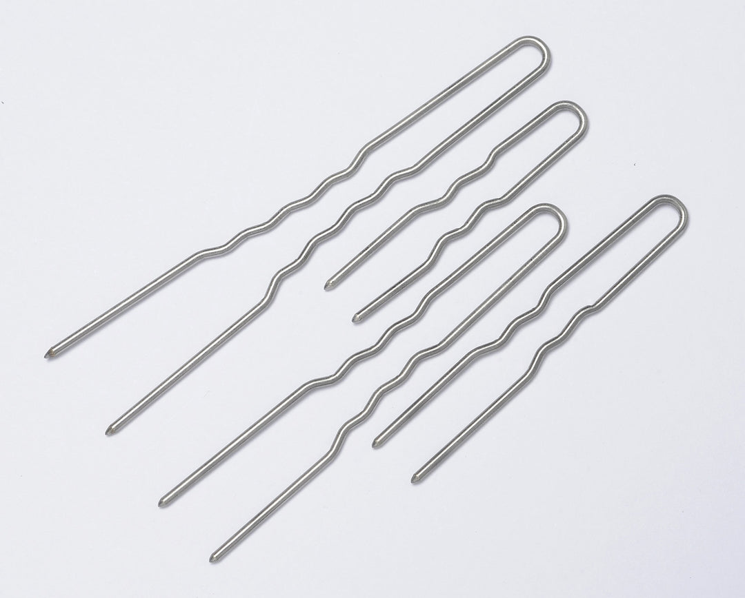 Crinkled Stainless Steel Heavy Duty Snagless Hairpins Pack of 12 Handmade Hair Pin (3 inch)