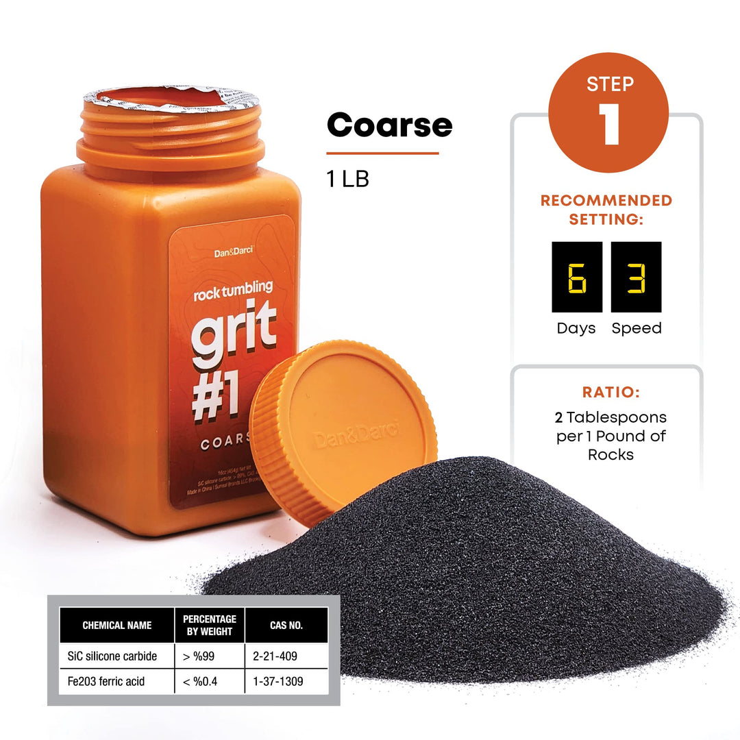 Dan&amp;Darci Rock Tumbler Grit Refill Kit - 3.5 Pounds Grits Media + Poly Plastic Pellets - Rocks Polishing Refills for Any Brand Rock Tumblers - Rock Polish Tumbling Supplies Set - Stone Polisher