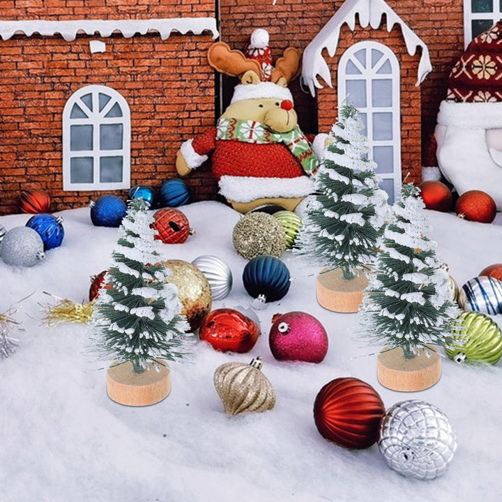 Artificial Pine Tree 10Pcs 5cm Mini Christmas Tree with Snow Covered Artificial Sisal Tree Pine Tree for Christmas Scenes Decor Home Party Bar Desktop Ornament Miniature Trees for Crafts