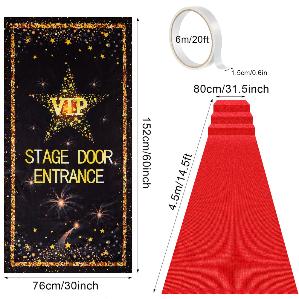 Red Carpet Runner 2.6 x 15 ft Not Slip Red Aisle Runner VIP Stage Door Entrance Cover Christmas Theme Party Accessory 55 GSM Thickness with Carpet Tape for Film Carnival Wedding Decoration