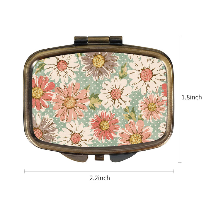Dynippy Pill Case Pill Box with Mirror Retro Pocket 2 C