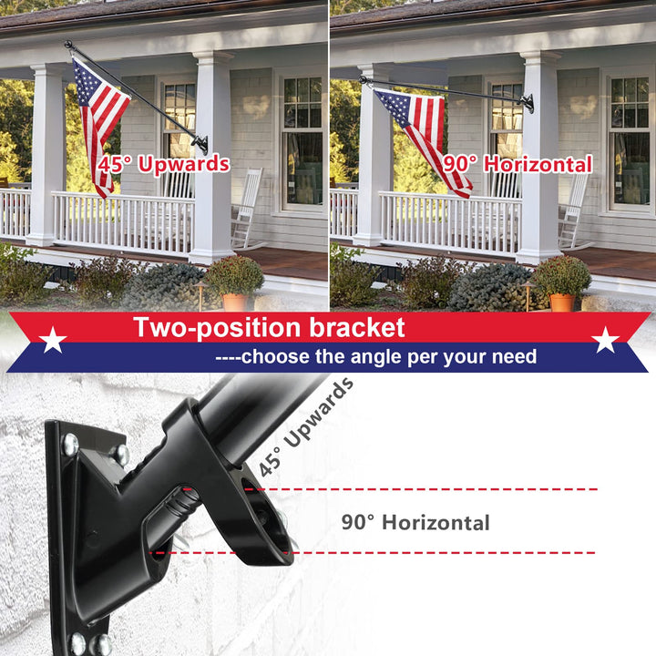Flag Pole Holder, FlagPole Mount Bracket, Heavy Duty House Flag Pole Holder Bracket, Stainless Steel Hardware - Durable and Rustproof - 1 Diameter (Black-1Pack)