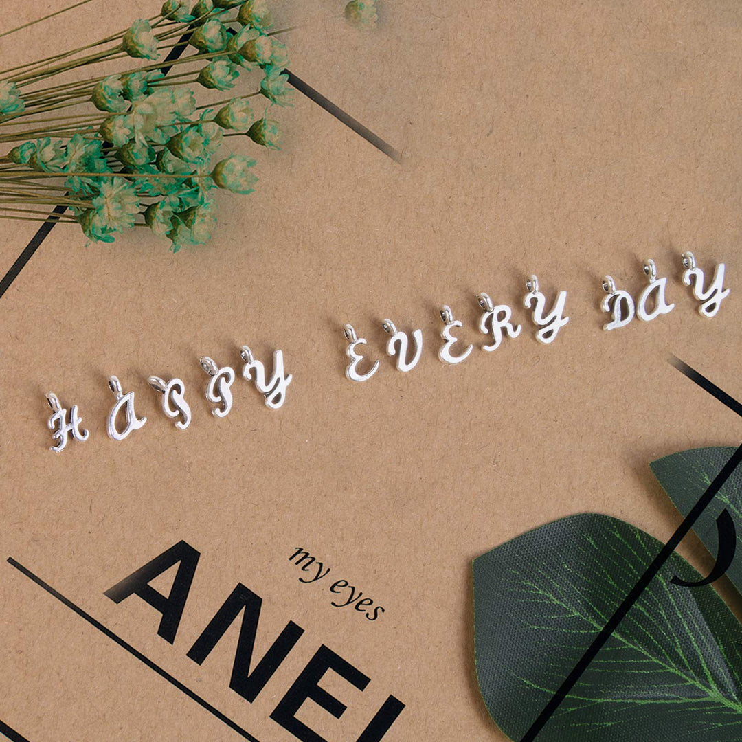 156Pcs/6 Sets ABC Letter Charms Mini A-Z Alphabet Bracelet Necklace Pendants with 200Pcs Open Jump Rings for DIY Jewelry Making