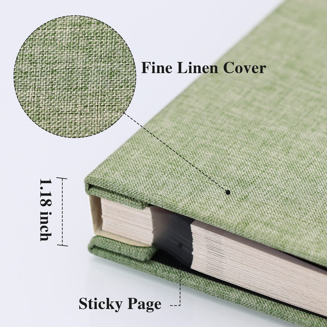 Large Photo Album Self Adhesive for 4x6 8x10 10x12 Pictures Linen Scrapbook Album DIY 40 Blank Pages with A Metallic Pen