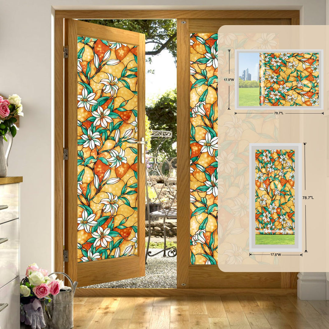 Coavas Window Privacy Film, Stained Glass Window Film D