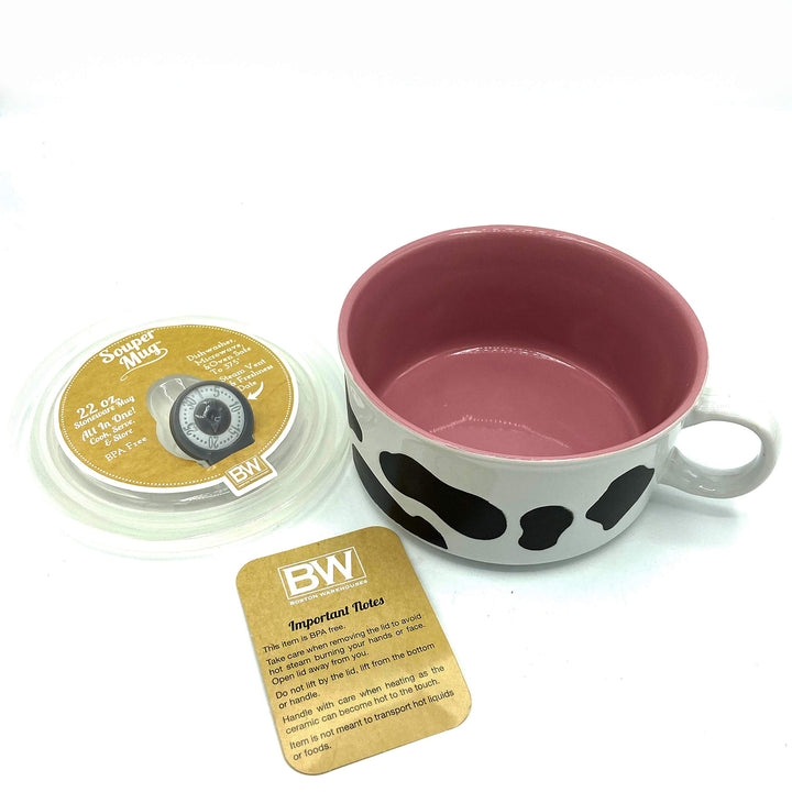 Souper Mug with Lid, Udderly Cows Collection, 22oz Capacity, Hand Painted