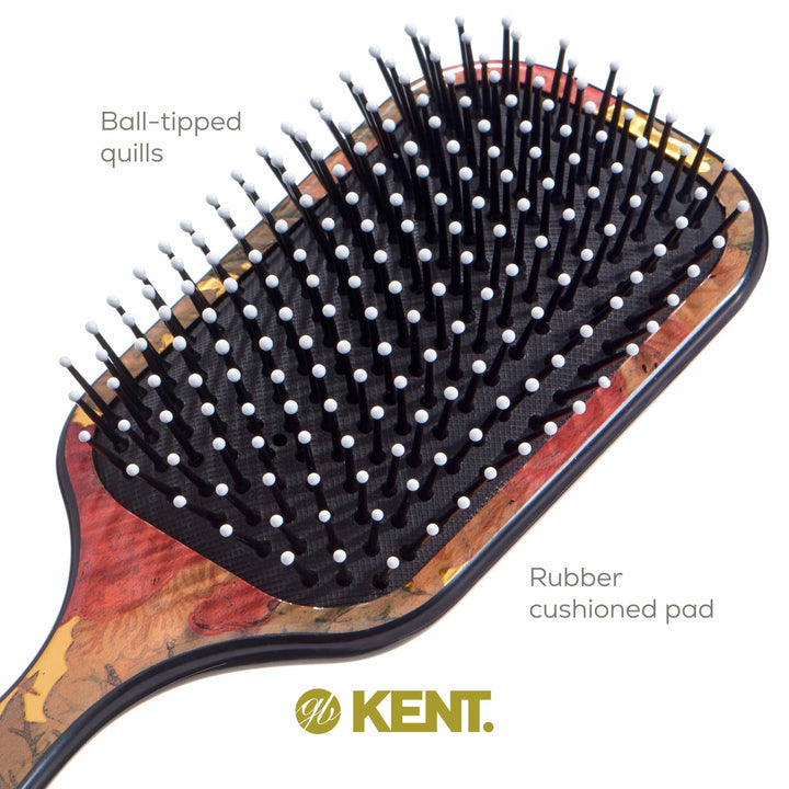 Kent LPB1 Large Paddle Cushioned Hair Brush - Grooming, Detangling, &amp; Smoothing Floral Print - Best Everyday Brush For Medium to Long Hair
