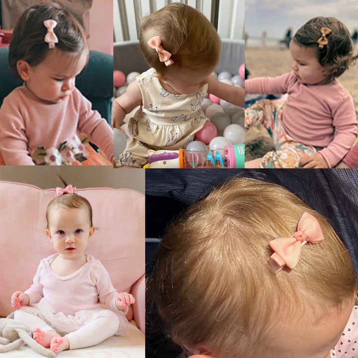 50 Pieces 25 Colors in Pairs Baby Girls Fully Lined Hair Pins Tiny 2 Hair Bows Alligator Clips for Girls Infants Toddlers