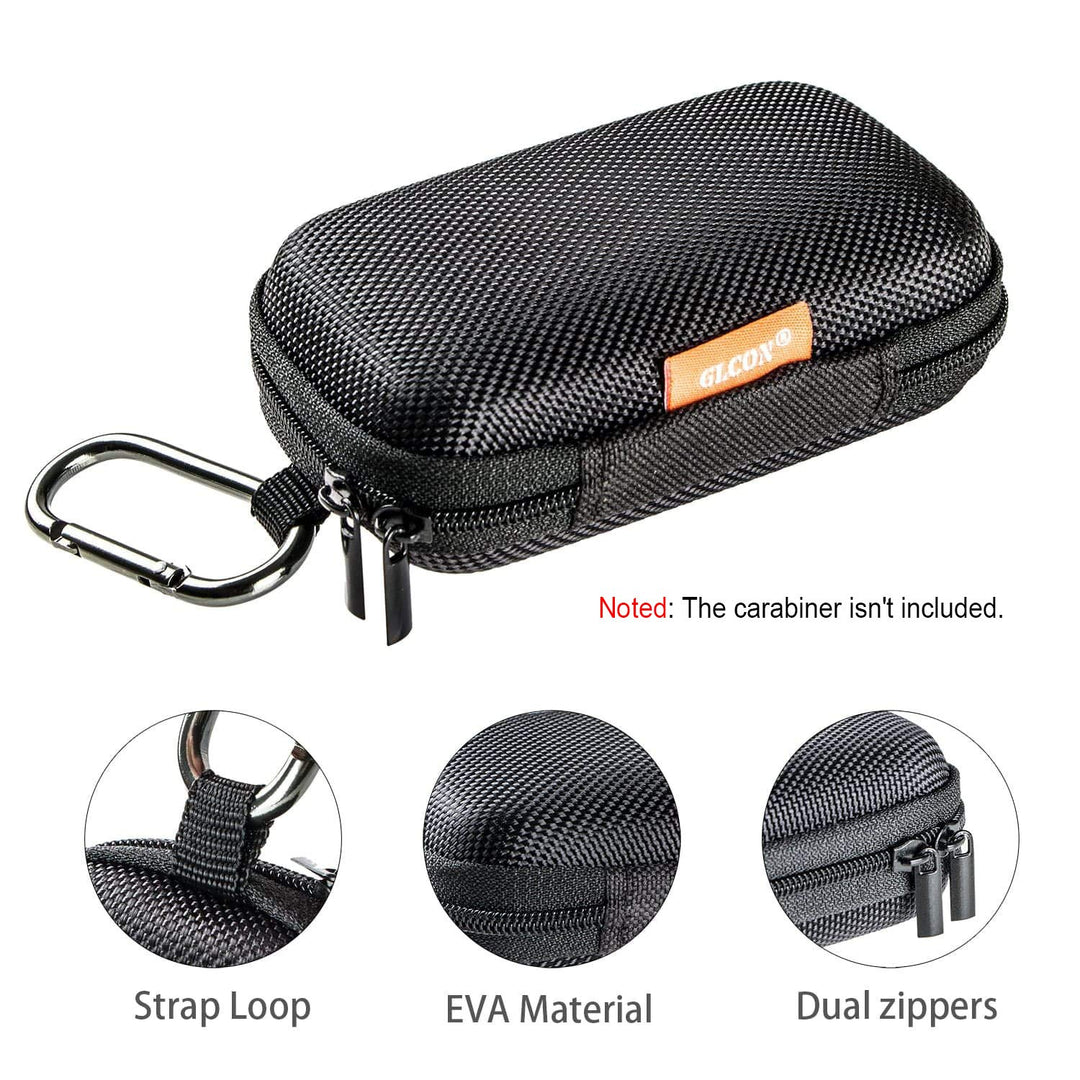 Rectangle Small Hard EVA Case - Portable Protection Earbud Case Zipper Pouch for Headset, Earphone, Flash Drive, Charging Cable, Key - Mesh Inner Pocket Durable Exterior Universal Carrying Bag