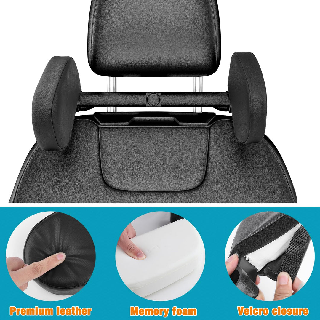JZCreater Car Headrest Pillow, Head Neck Support Pillow, Car Seat Headrest for Kids, 180° Adjustable U Shaped Car Sleeping Pillow Cushion, Only Suitable for Car Seat Headrest with Poles(Black)