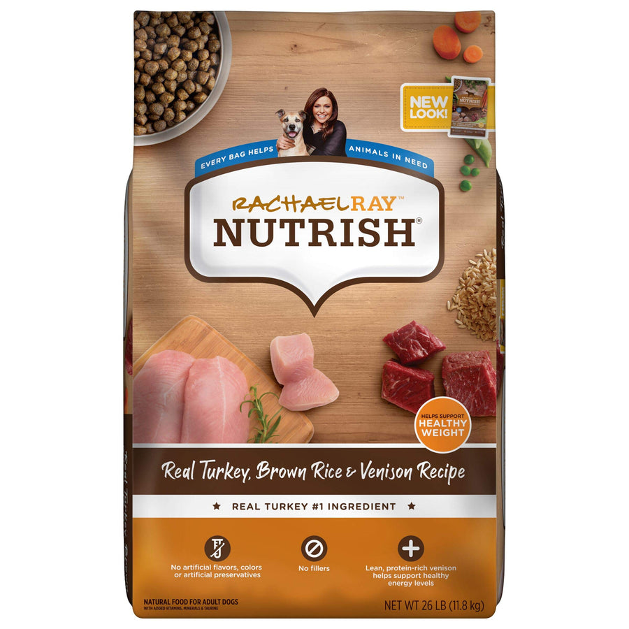 Rachael Ray Dry Dog Food, Turkey, Brown Rice & Venison Recipe for Weight Management, 26 Pounds