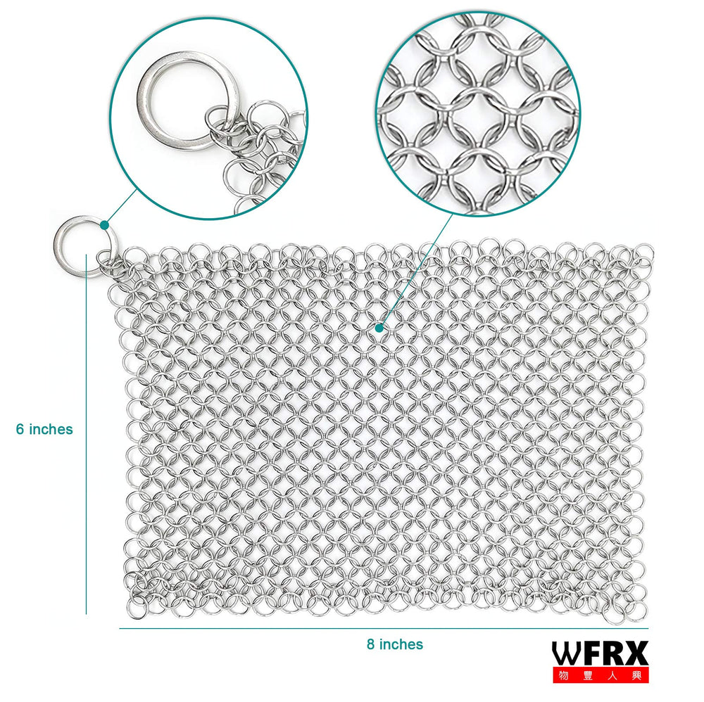 WFRX Stainless Steel Cast Iron Cleaner,8x6 Large Chainm