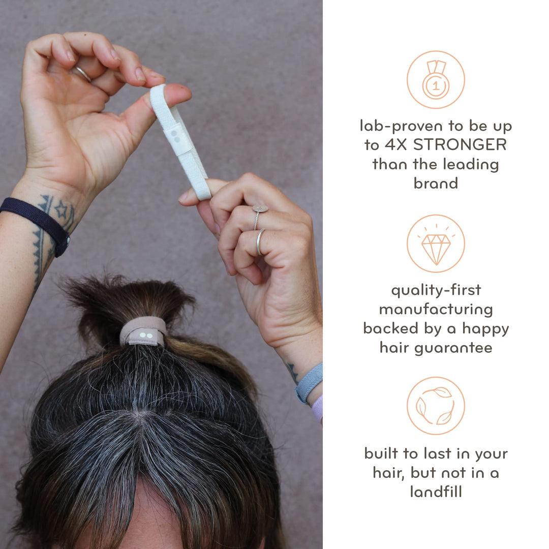 Blond: Biodegradable Hair Ties In Blond | Plastic-Free, Certified Organic Cotton Hair Elastics For Blonde, Gray And White Hair (Blond)