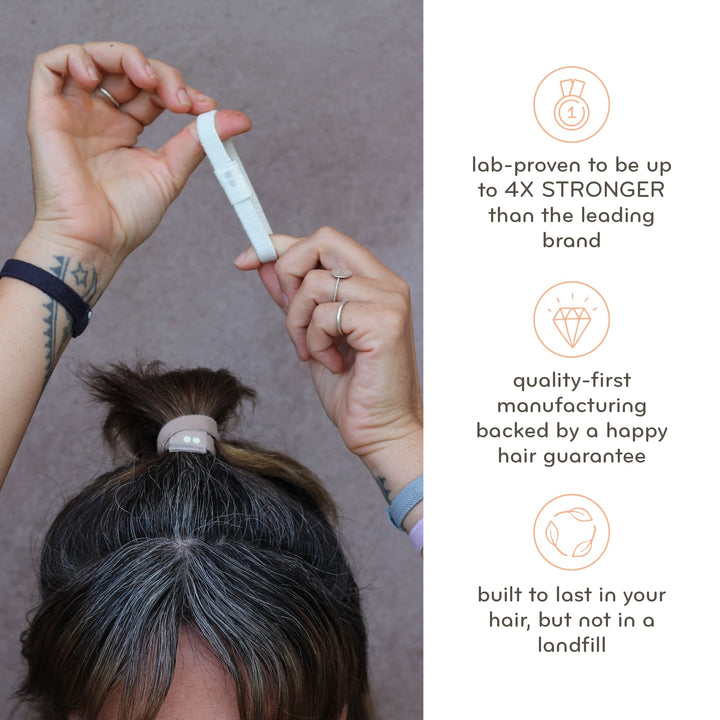 Blond: Biodegradable Hair Ties In Blond | Plastic-Free, Certified Organic Cotton Hair Elastics For Blonde, Gray And White Hair (Blond)