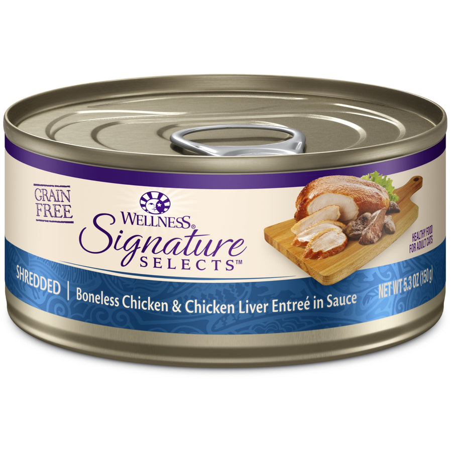 CORE Signature Selects Shredded Adult Wet Cat Food, Natural, Protein-Rich, Grain Free, 5.3 Ounce, 12 Pack (Chicken & Chicken Liver)