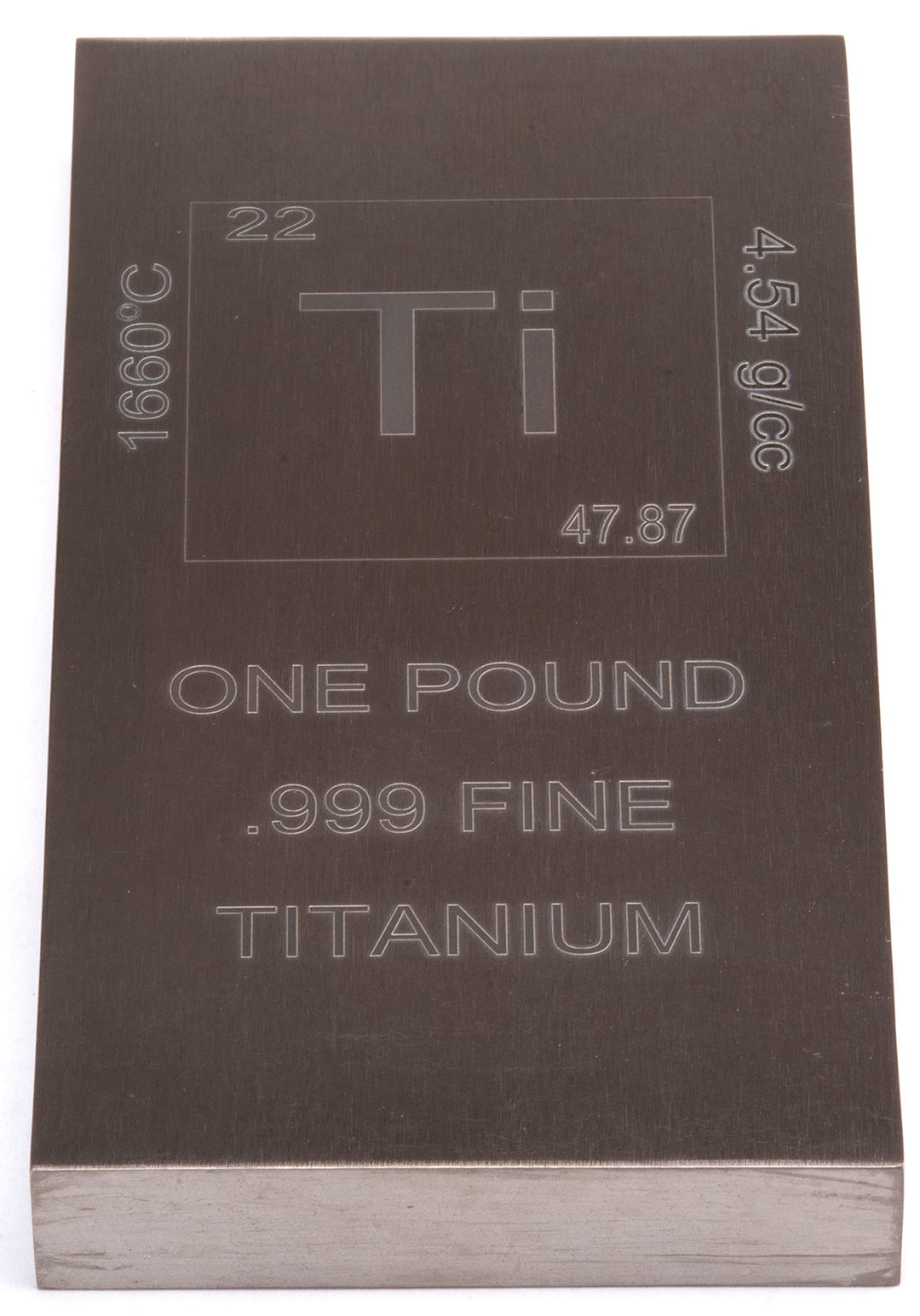 Titanium Bar - 1lb Laser Engraved .999 Pure Bullion Bar Chemistry Element Design