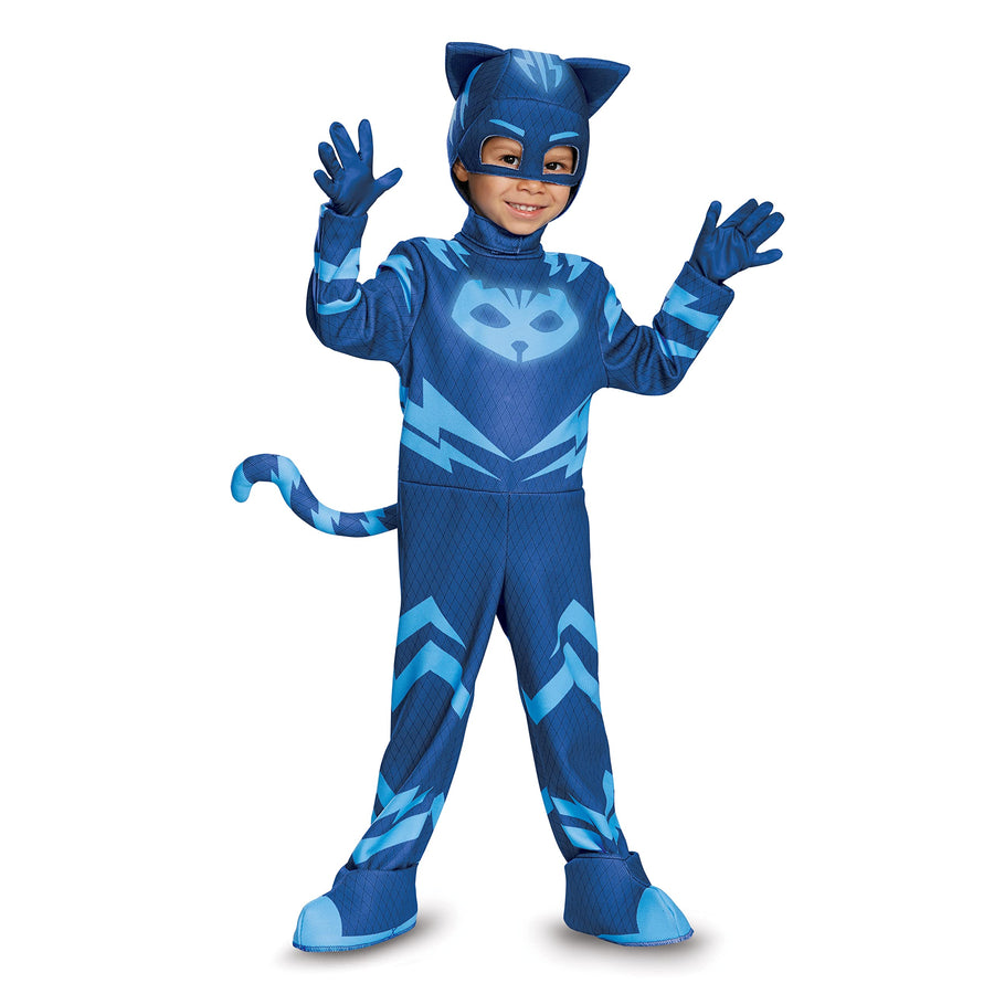 Catboy Deluxe Toddler PJ Masks Costume, Large/4-6 Blue