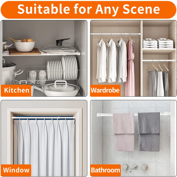 6 Pack Spring Curtain Rod Adjustable Length for Kitchen