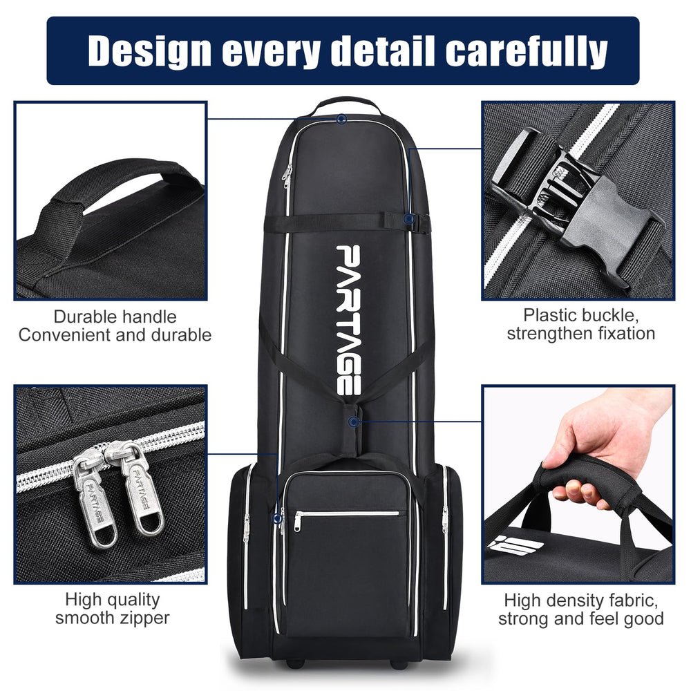 Golf Travel Bag with Wheels,Golf Travel Case for Airlines, 600D Heavy Duty Oxford -Black