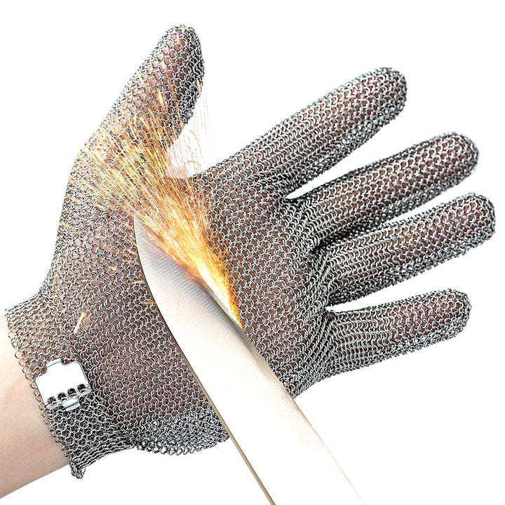 ProGuard-X Highest Level Cut Resistant Stainless Steel Metal Mesh Chainmail Glove PM5201 Butcher Glove for Meat Cutting Food Processing Knife Sharpening Oyster Shucking Kitchen Fish Fillet(M)