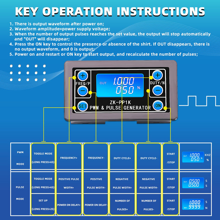 Pwm Signal Generator,Dual Mode Function Frequency Generator Adjustable 1-150kHZ Pulse Square Rectangular Wave Signal Module Driver Controller LCD Display with Case