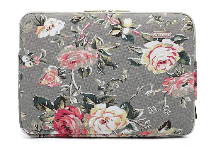 KAYOND Gery Rose Patten Canvas Water-Resistant 13.3 Inch Laptop Sleeve case for 12.5inch 13inch Notebook Computer 12.9 Pocket Tablet