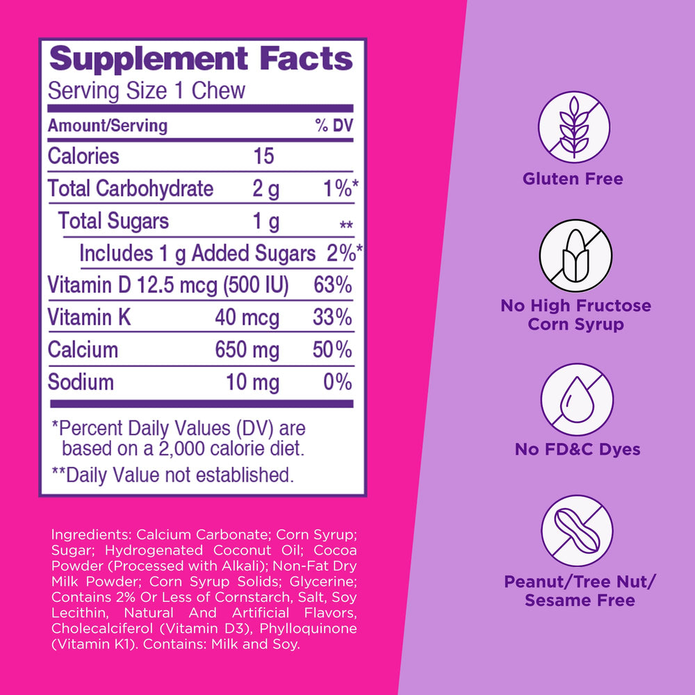 Viactiv Calcium +Vitamin D3 Supplement Soft Chews, Milk