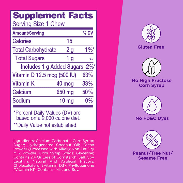 Viactiv Calcium +Vitamin D3 Supplement Soft Chews, Milk