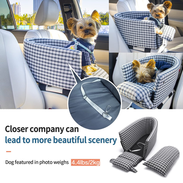 Small Dog Cat Booster Seat ON Car Armrest Perfect for Small Pets | Included Safety Tethers Included | Suitable for Most Car Deluxe Deluxe Interactive Pet Seat(Single Door armrest)…