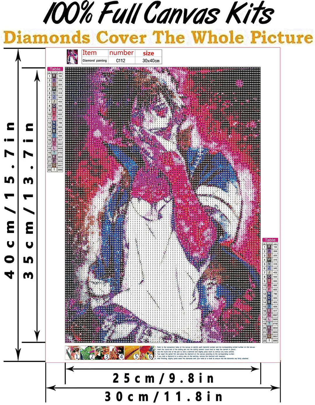 DIY 5D Diamond Painting Anime by Number Kits Full Drills for Adults, Cross Stitch Crystal Rhinestone Embroidery Pictures Arts Craft for Home Wall Decor Gift.(M-H-A-73-30X40)