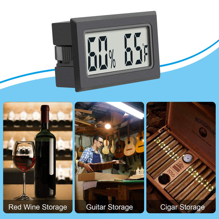 Reptile Thermometer 4-Pack Mini Digital Humidity Temperature Meters Gauge Indoor Hygrometer Thermometer AikTryee wiht  for Humidors Greenhouse Garden Cellar Closet Guitar Case