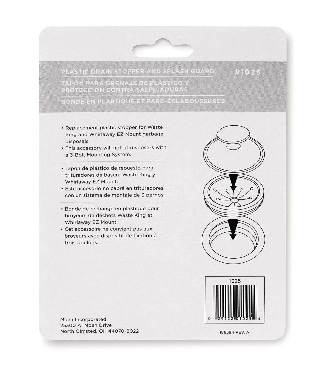 Black Disposer EZ Mount Garbage Disposal Stopper and Splash Guard for Sink Drain, 1025