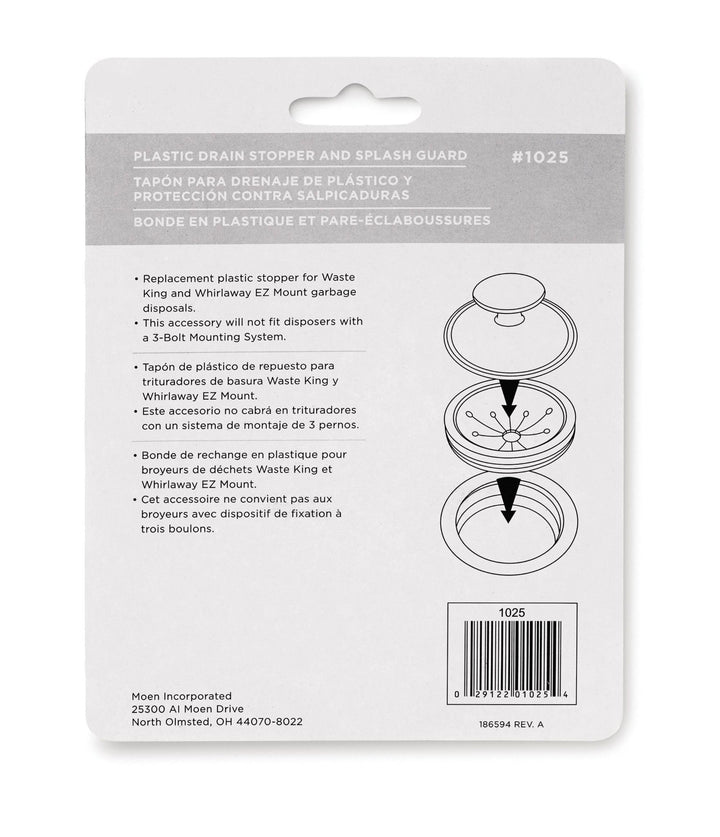 Black Disposer EZ Mount Garbage Disposal Stopper and Splash Guard for Sink Drain, 1025