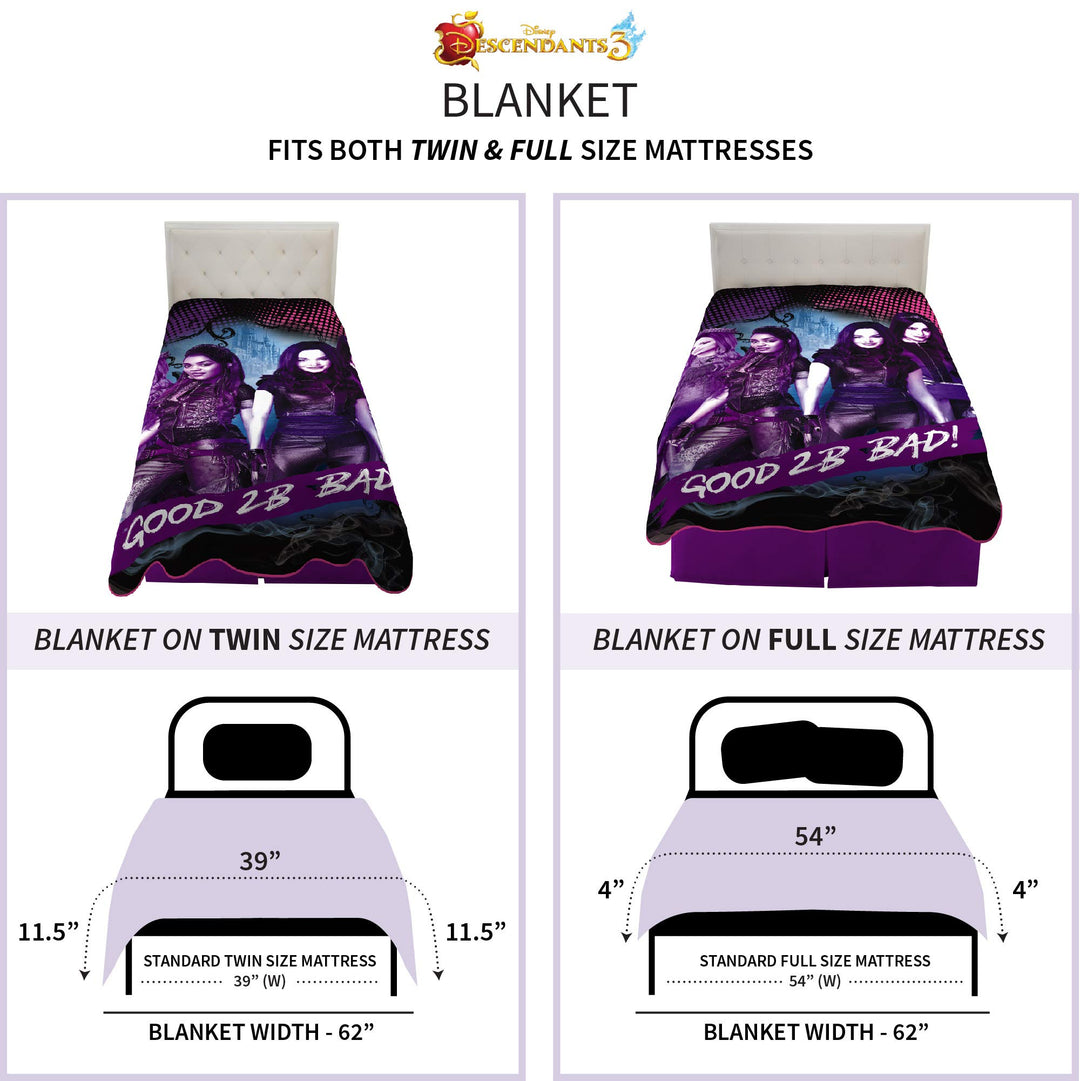 - A48878 Kids Bedding Super Soft Plush Microfiber Blanket, Twin/Full Size 62 x 90, Disney Descendants 3