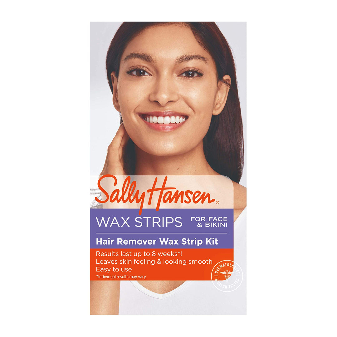 Sally Hansen Wax Strip Kit for Face & Bikini, Easy to Use, Includes 34 Wax Strips, No Microwave Needed