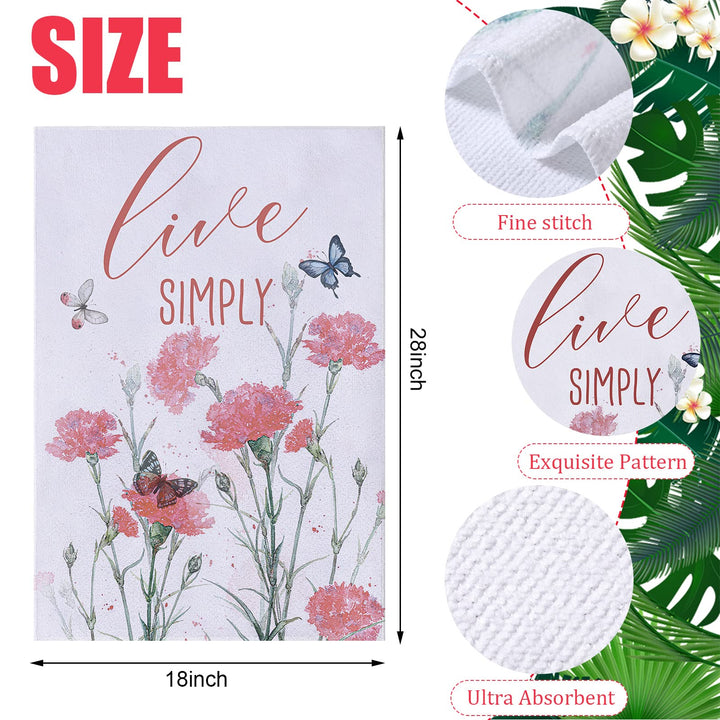 3 Pcs Spring Summer Floral Kitchen Towels 18 x 28 Inch 