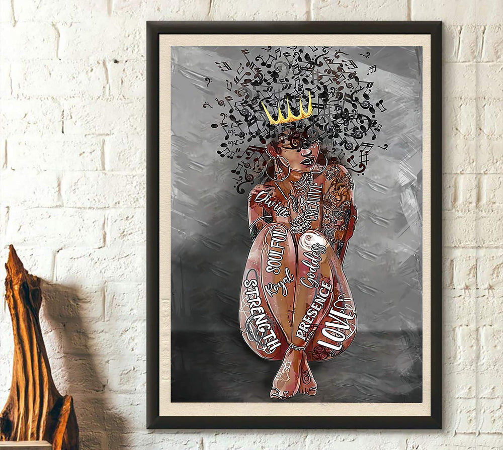 Black Girl Wall Art African America Poster Black Woman Canvas Prints Motivational Phrases Black Queen Canvas Wall Art Home Decor 16X24 inch UNFRAMED