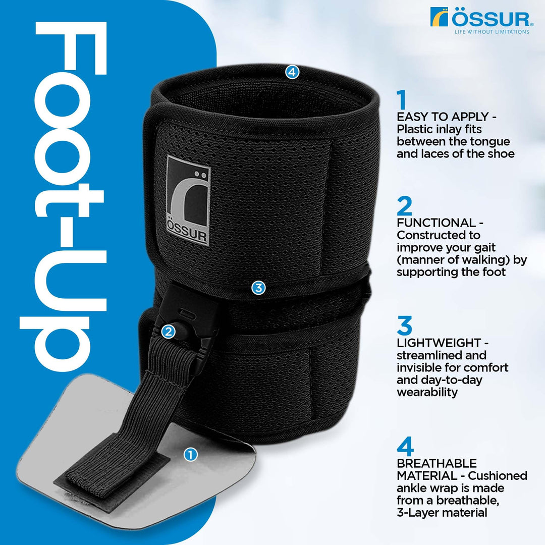 Ankle Brace, Foot Brace | AFO Foot Drop Brace for Drop Foot Support | Lightweight, Adjustable Wrap for All-Day Comfort | Breathable Material for All Day Walking (Black, Medium)