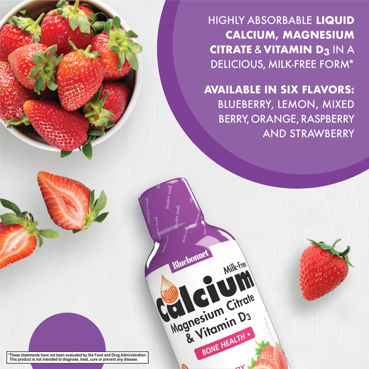 Bluebonnet Nutrition Liquid Calcium Magnesium Citrate, Strawberry Flavor 16 fl oz