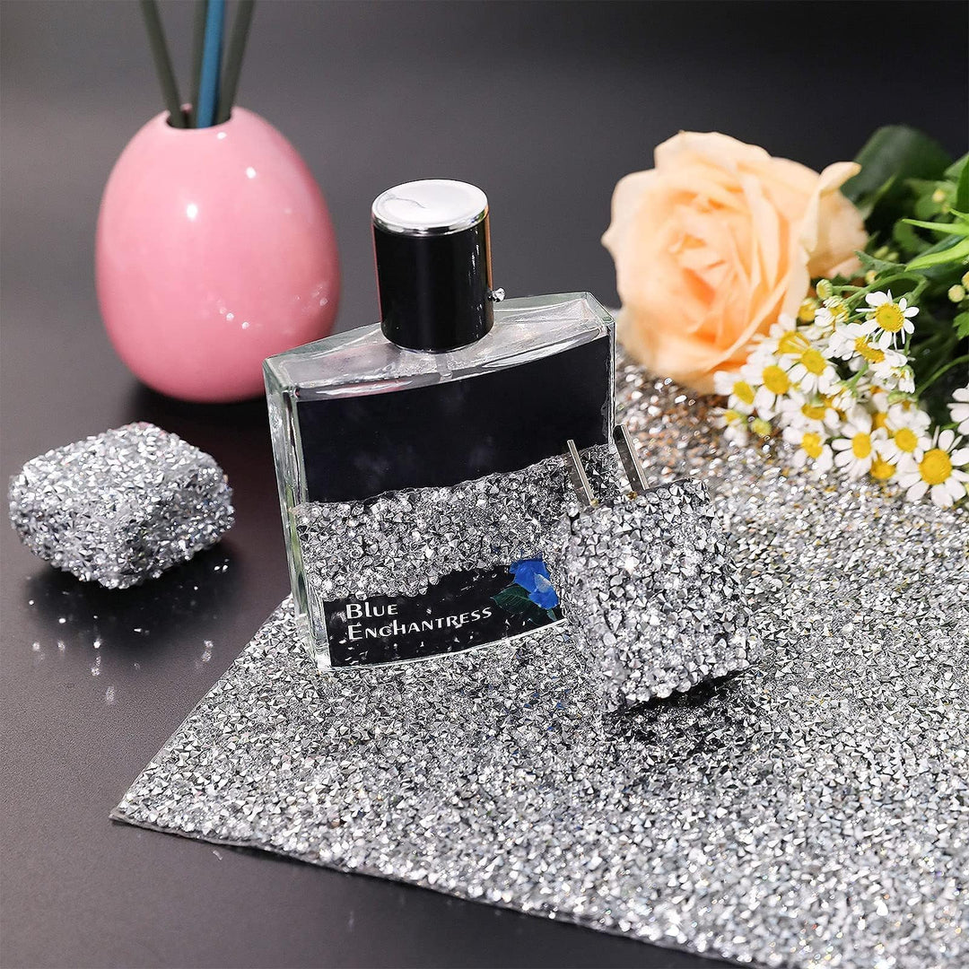 Bling Rhinestone Sticker DIY Home Decor Stickers Self-Adhesive Crystal Sheet Stickers for Cars &amp; Crafts Decoration(Silver,9.4 x 15.8)