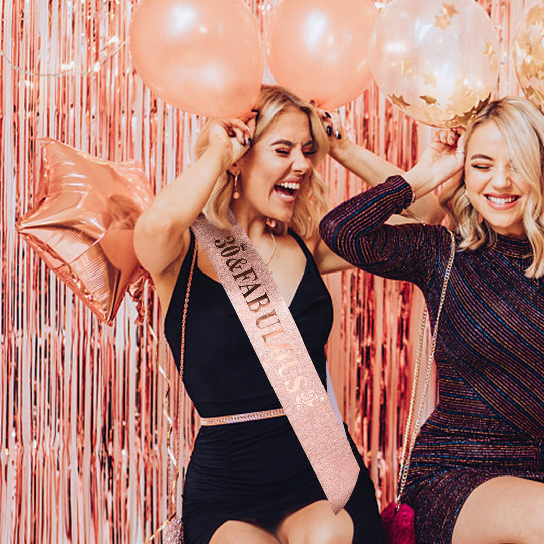 30th Birthday Sash and Tiara for Women Rose Gold Crown 30 and Fabulous Sash &amp; Crown Set 30th Birthday Gifts for Women 30th Birthday Decorations Women