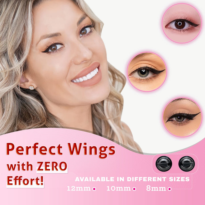 Winged Eyeliner Stamp, 2 x Black Liquid Eyeliner Pens, Easy Cat Eye Stencil Makeup Tool, SmudgeProof &amp; Waterpoof Eye Liner, Vamp Wing, Wingliner (10mm Classic, Midnight Black)