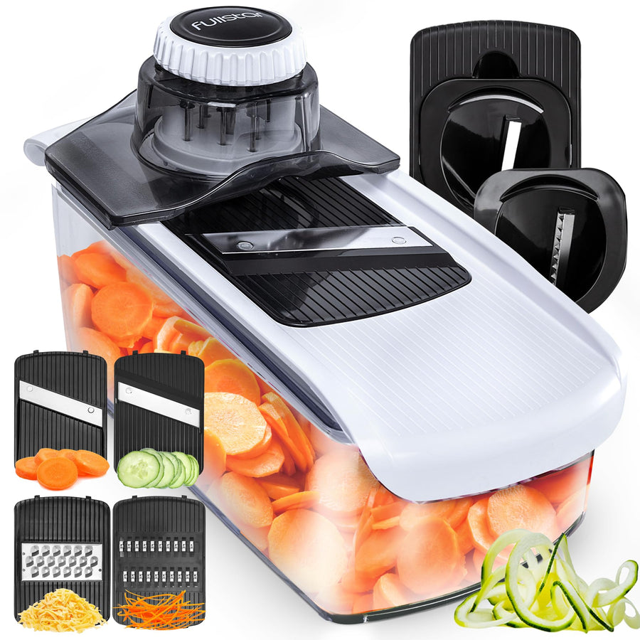 Fullstar Mandoline Slicer Spiralizer Vegetable Slicer - Cheese Slicer Food Slicer 6-in-1 Vegetable Spiralizer Potato Slicer Zoodle Maker BPA-Free Veggie Spiralizer Slicers for Fruits and Vegetables