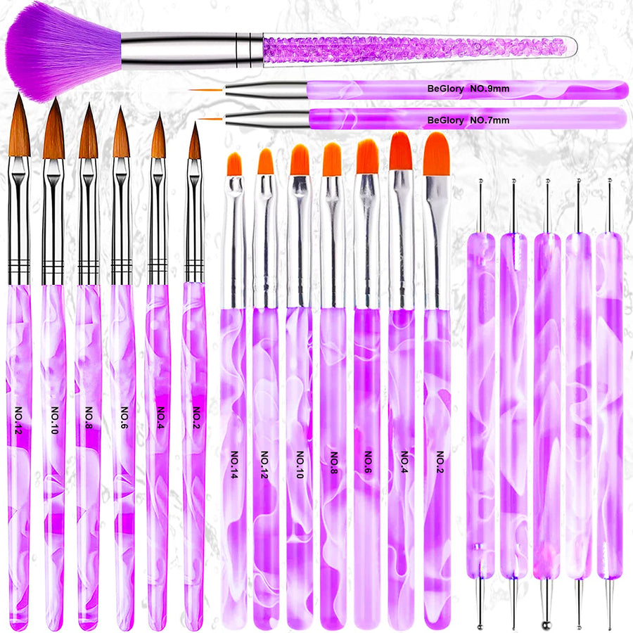 18PCS Acrylic Nail Brush Set Nail Art Brushes for Acrylic Application UV Gel Nail Brush Dotting Tools 3D Nails Brush for Acrylic Powder Nail Extension Acrylic Nail Kit Set Professional -