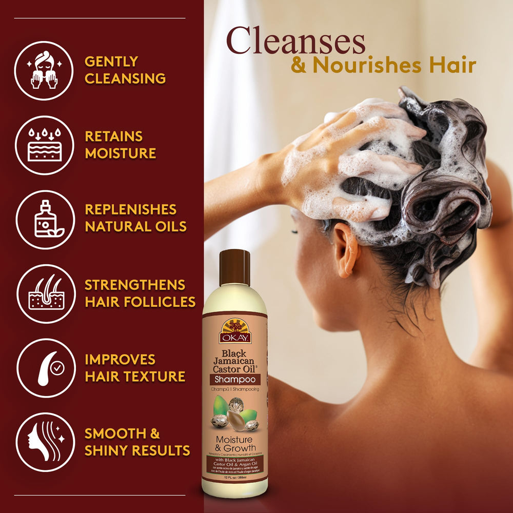 Jamaican Castor Oil Moisture Growth Shampoo, Black, 12 Ounce