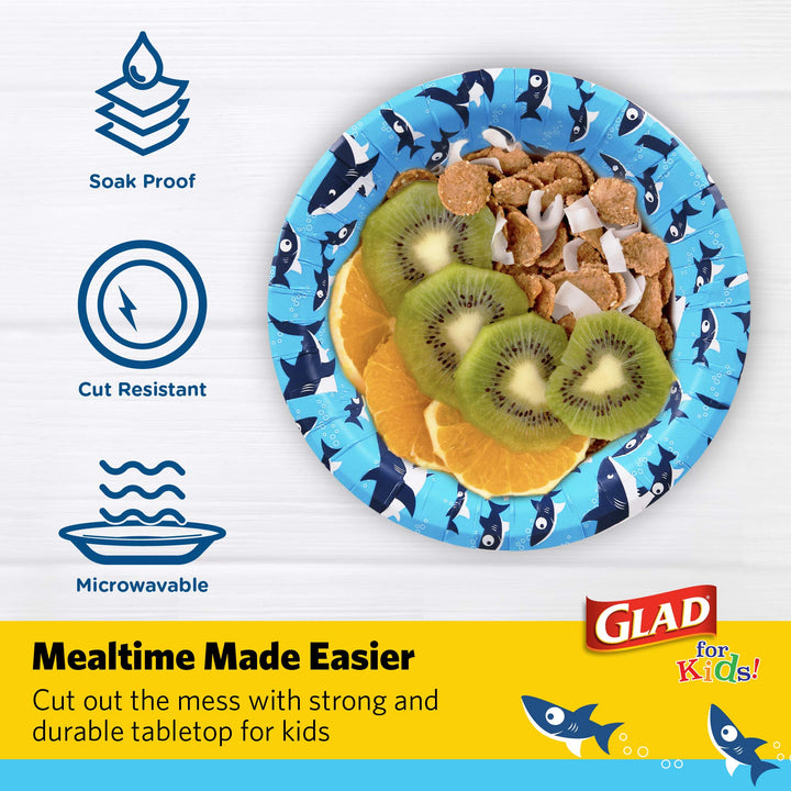 Glad for Kids Paper Bowls in Shark Print, 12 Ounce Bowl