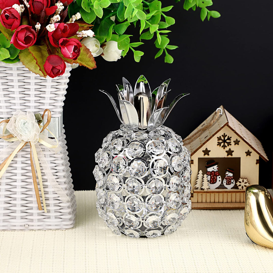 Sparkly Crystal Beads Pineapple Ornament Handmade Decorative Pineapple Nordic Artificial Fruit Figurine Statue Table Centerpiece Decor for Home Wedding Party Festival